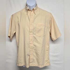 Izod S Yellow Seersucker Short Sleeve Button Down Shirt Collared Clasdic Pocket